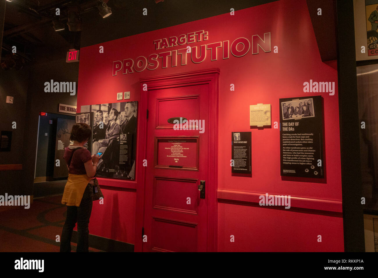 'Target: Prostitution' display, The Mob Museum, Las Vegas (City of Las Vegas), Nevada, United States. Stock Photo