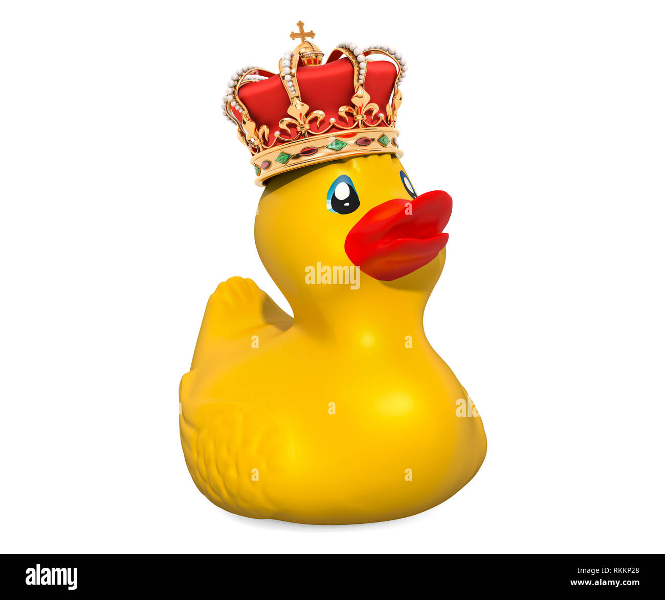 King Rubber Duck, 3D rendering isolated on white background Stock Photo Alamy