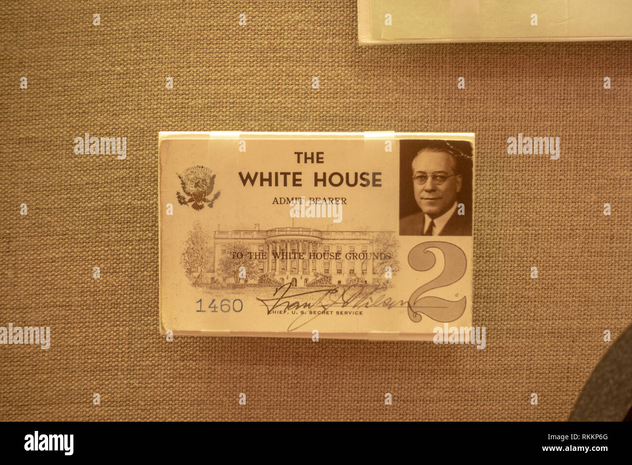 A White House ID badge allowing access to the White House grounds, The Mob Museum, Las Vegas (City of Las Vegas), Nevada, United States. Stock Photo