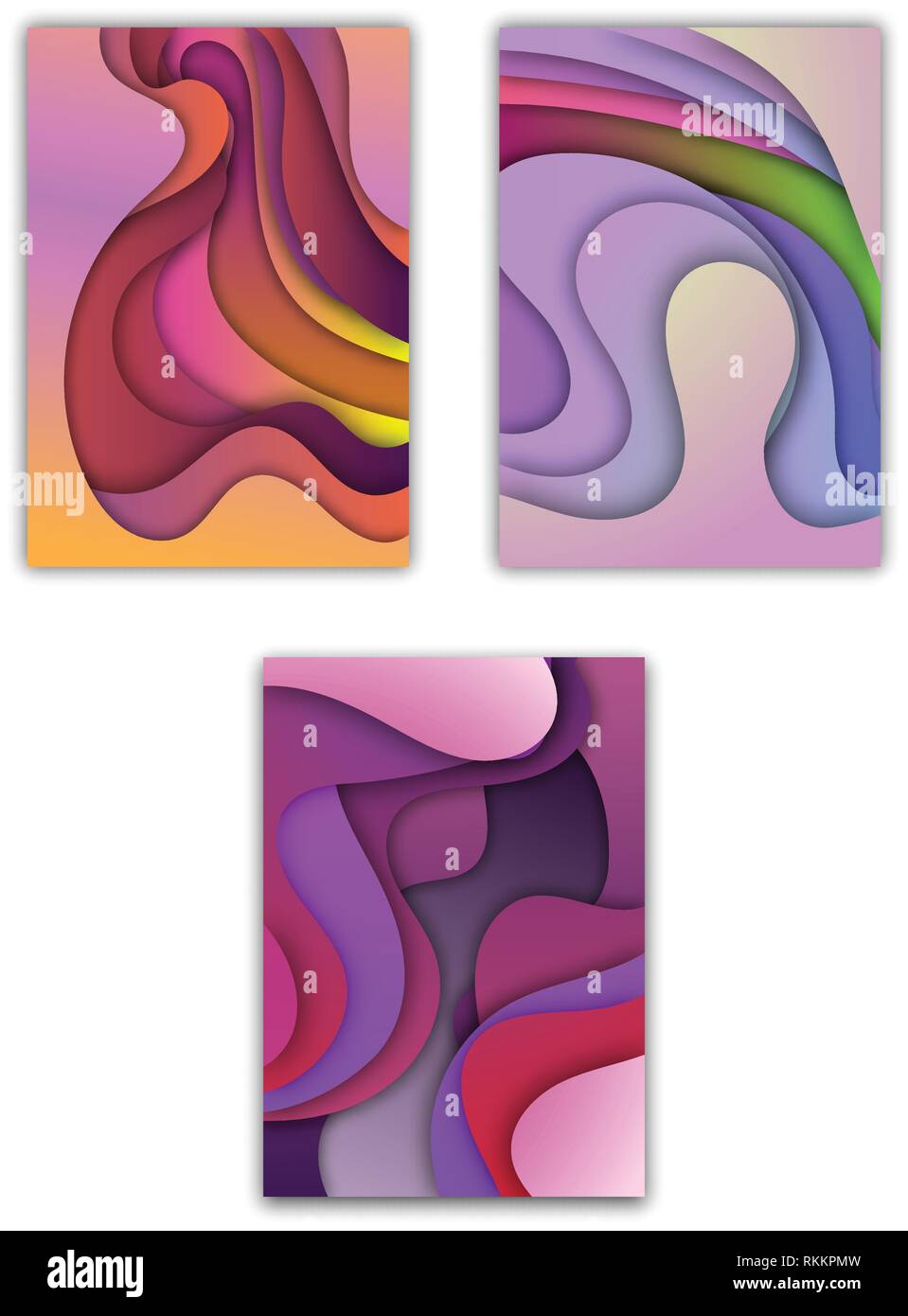 A4 abstract color 3d paper art illustration set Stock Vector Image ...