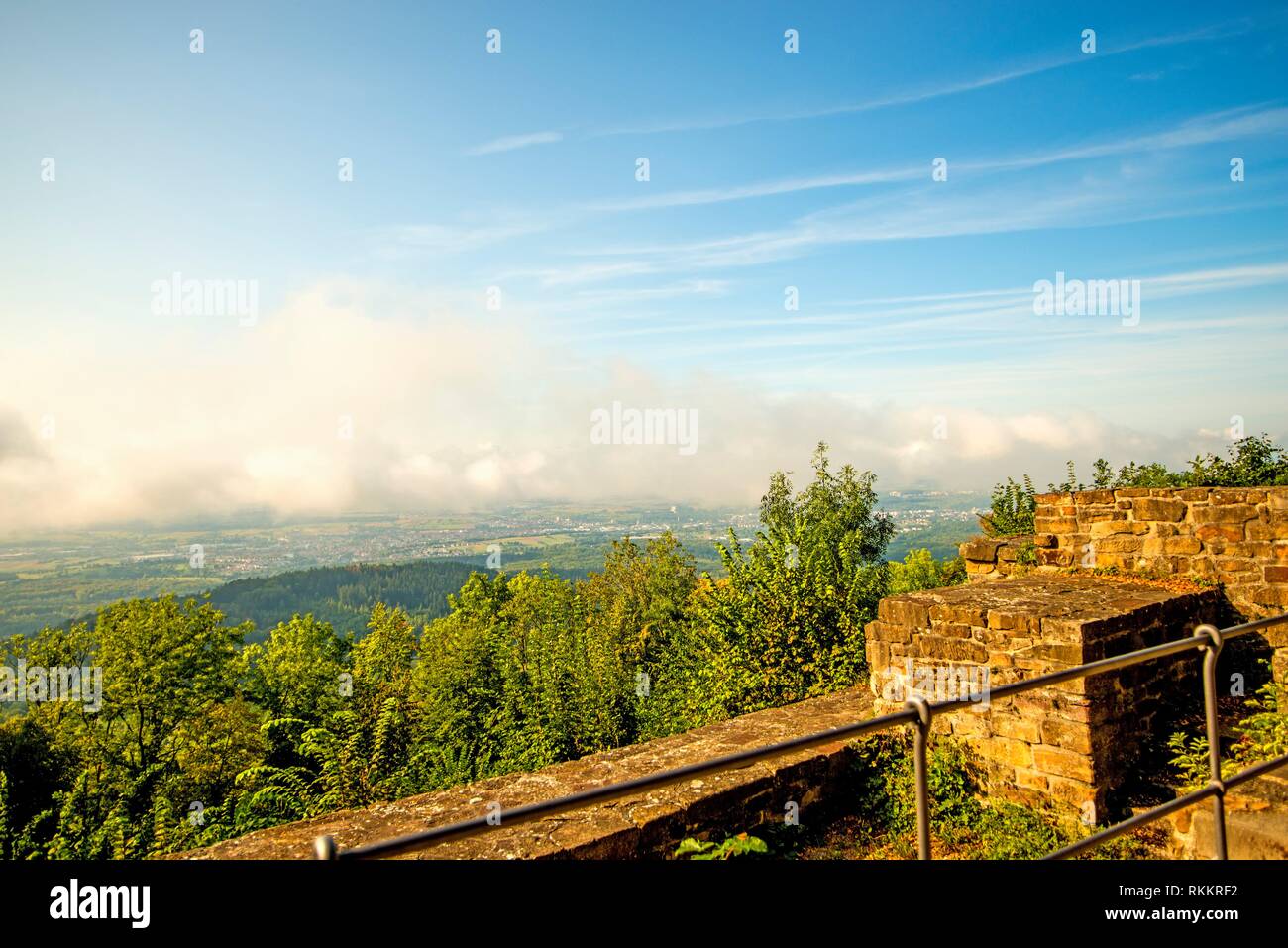 Panoramic views of the hill Hohenstaufen to the South of Germany. Stock Photo