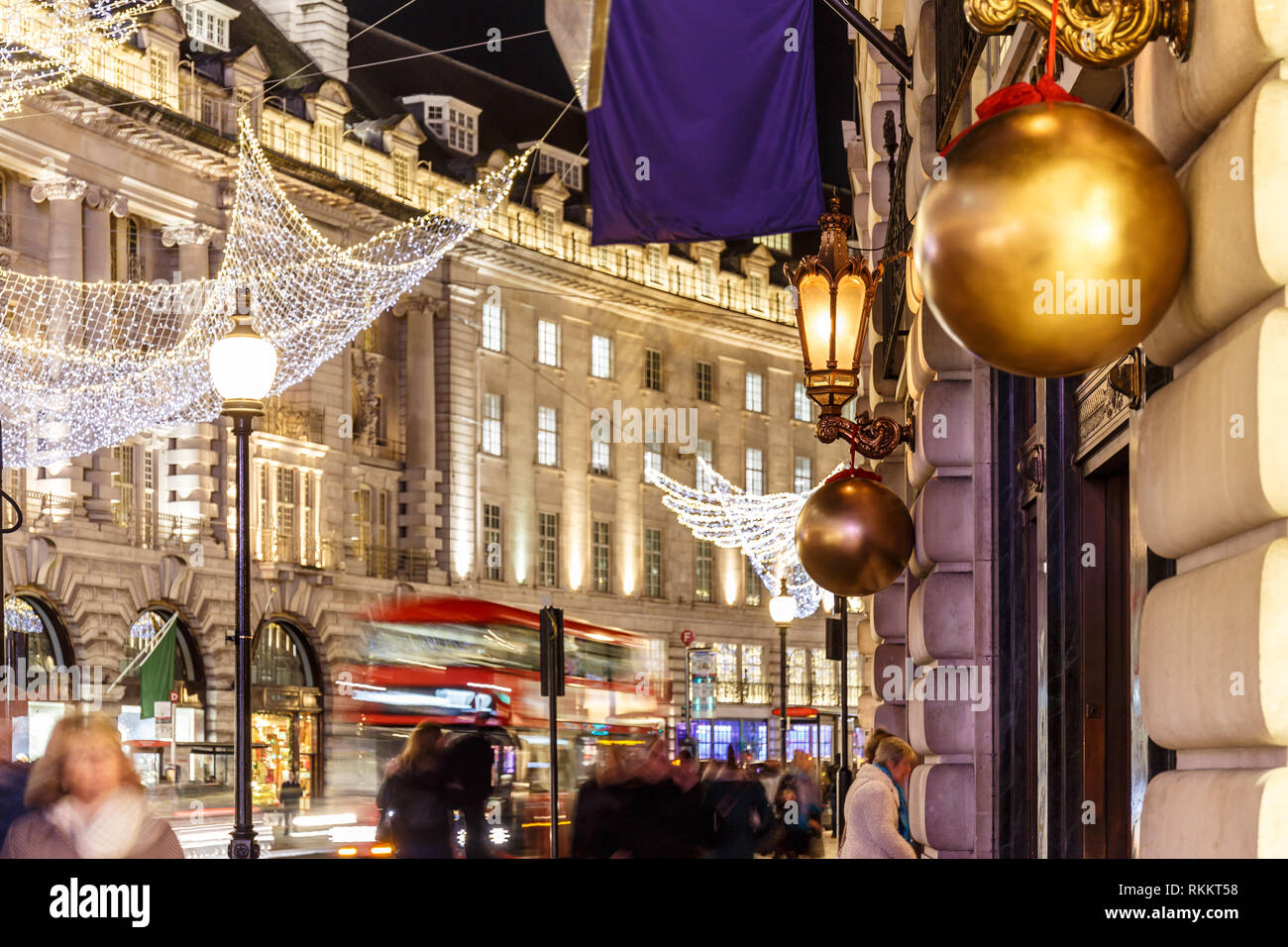 Decorated Christmas street light, London, England Stock Photo Alamy