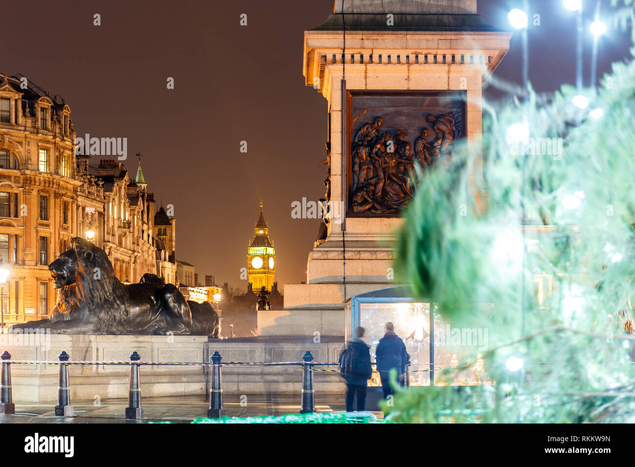 Trafalgar square in the night, London Stock Photo - Alamy