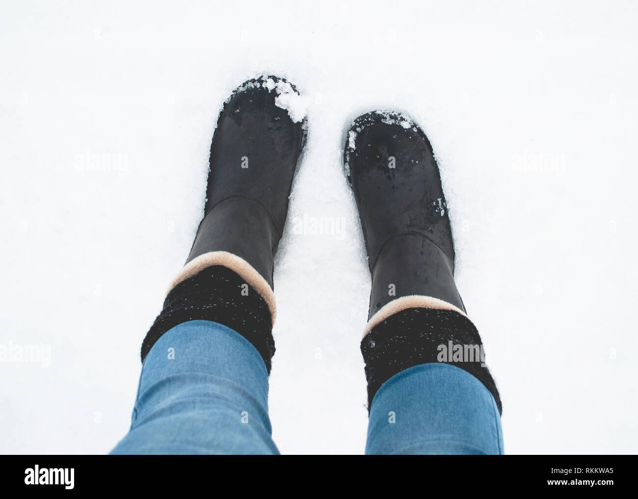 my boots in the snow Stock Photo