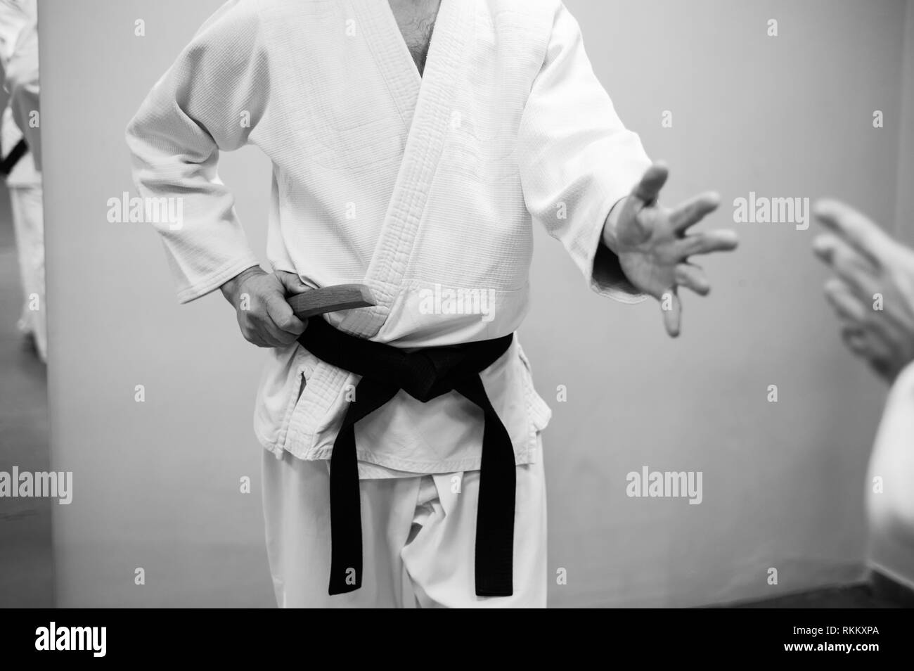 Fight between two aikido fighters in sport Stock Photo Alamy