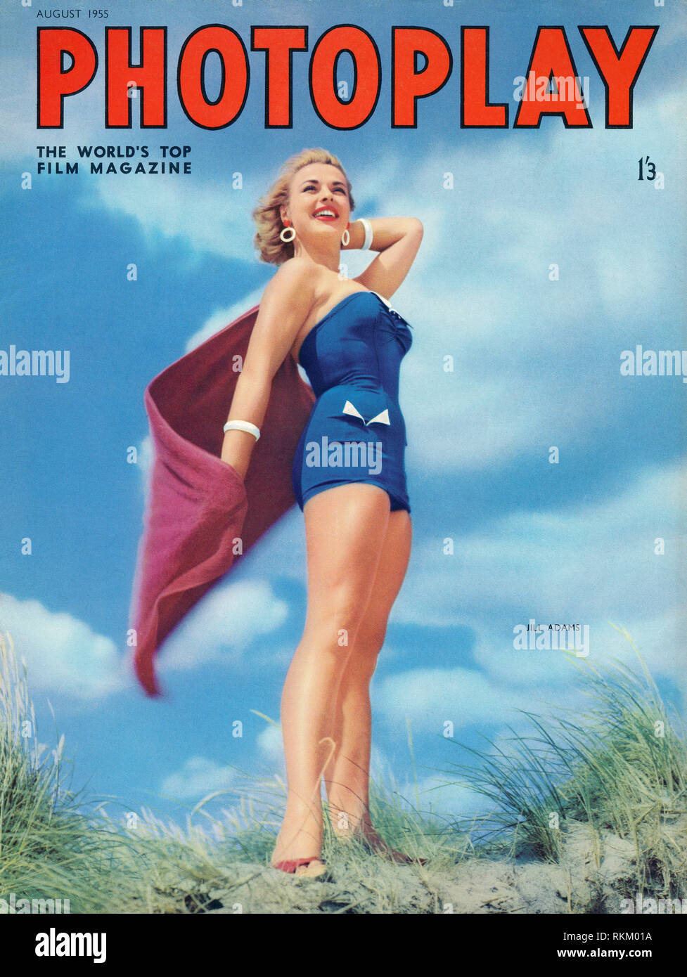1955 vintage cover of British Photoplay magazine, featuring the actress Jill Adams. Stock Photo