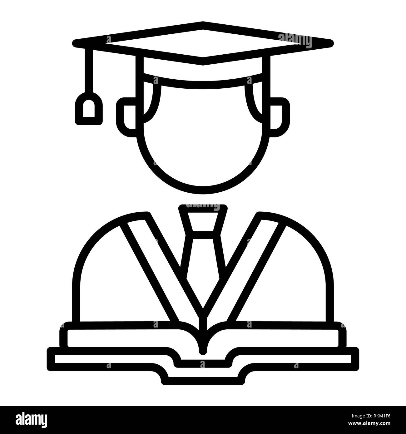 Graduate Icon, Vector Illustration, Education Outline Stock Photo