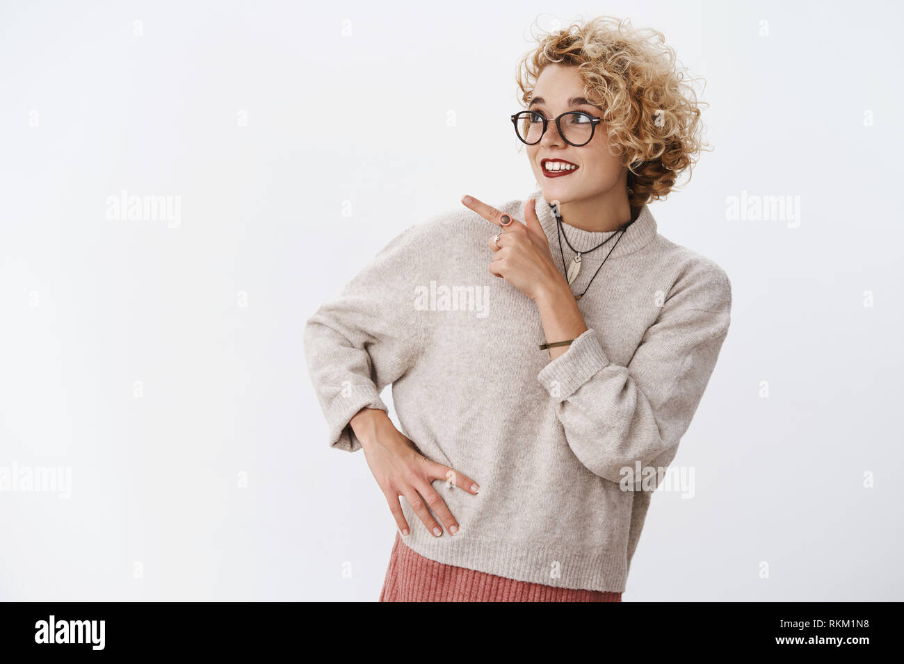 Enthusiastic Cute Attractive Nice Blond Girl With Short Haircut