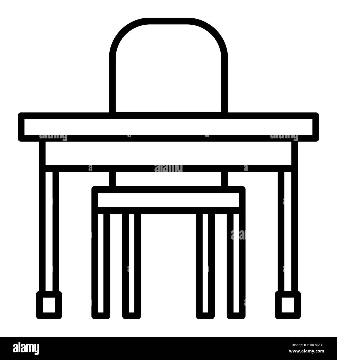 Desk Icon, Vector Illustration, Education Outline Stock Photo