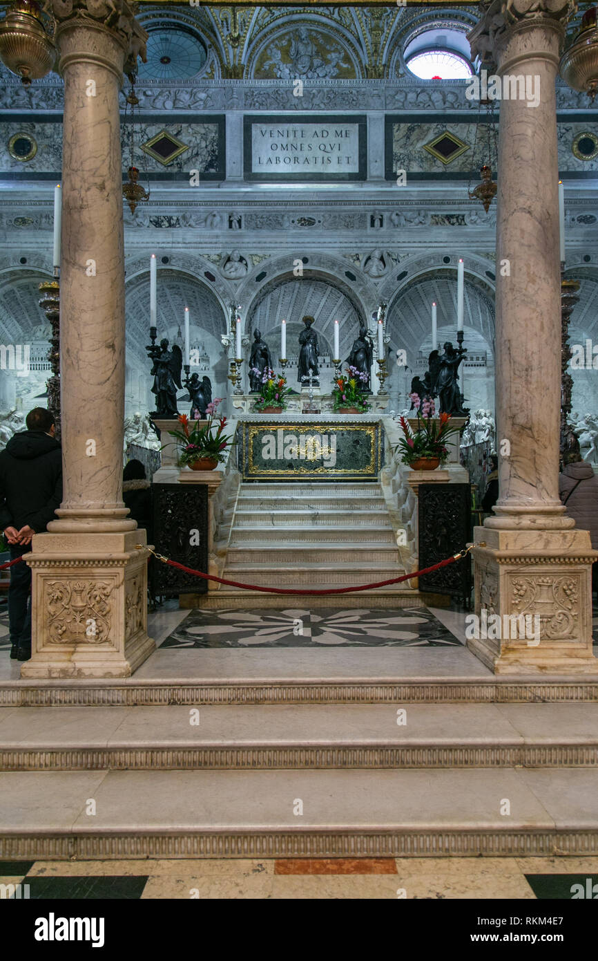 View on wonderful Saint Anthony's grave in Basilica. Padua, Italy Stock