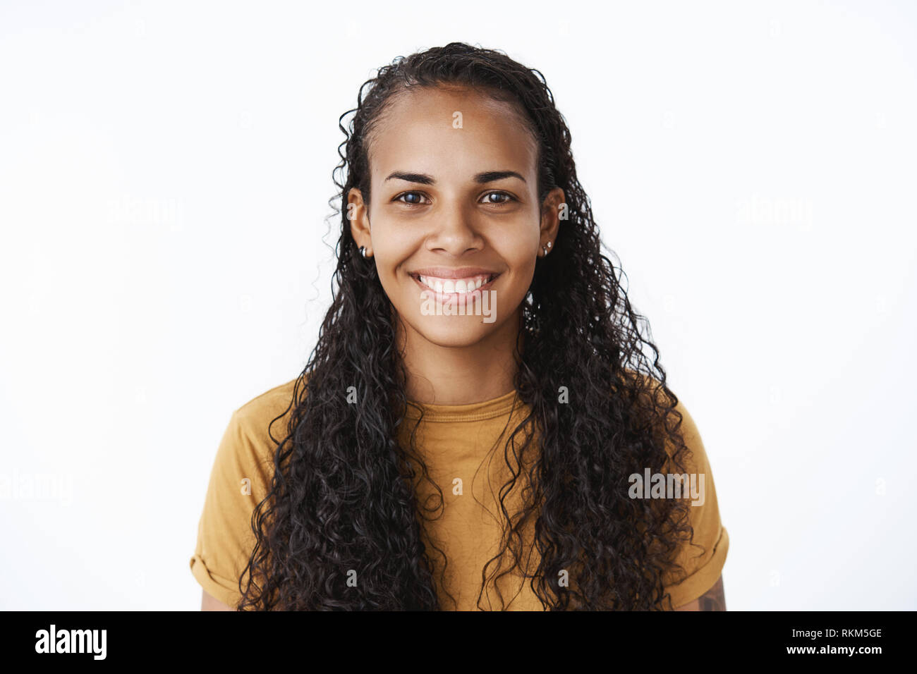 Clsose Up Shot Of Joyful Good Looking Friendly African American