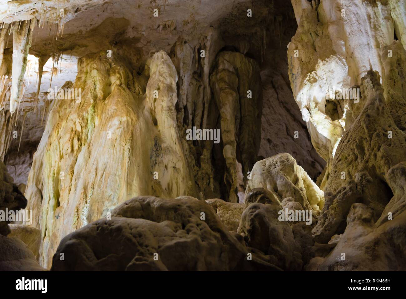 View from South Glory Cave, with limestone chambers, decorations and