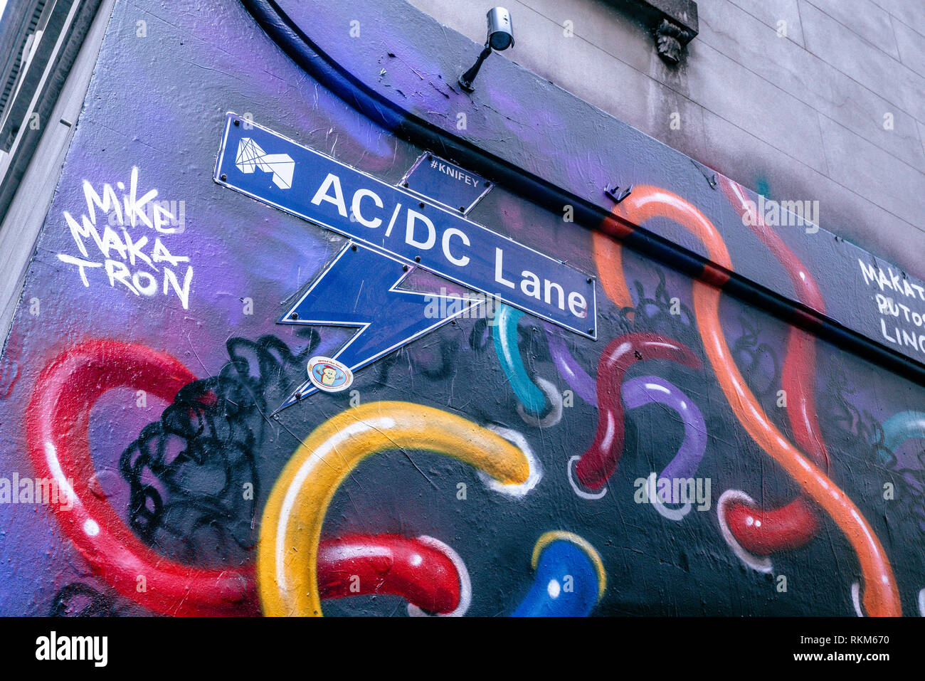 3rd January 2019, Melbourne Australia : AC/DC lane nameplate in Melbourne Australia Stock Photo