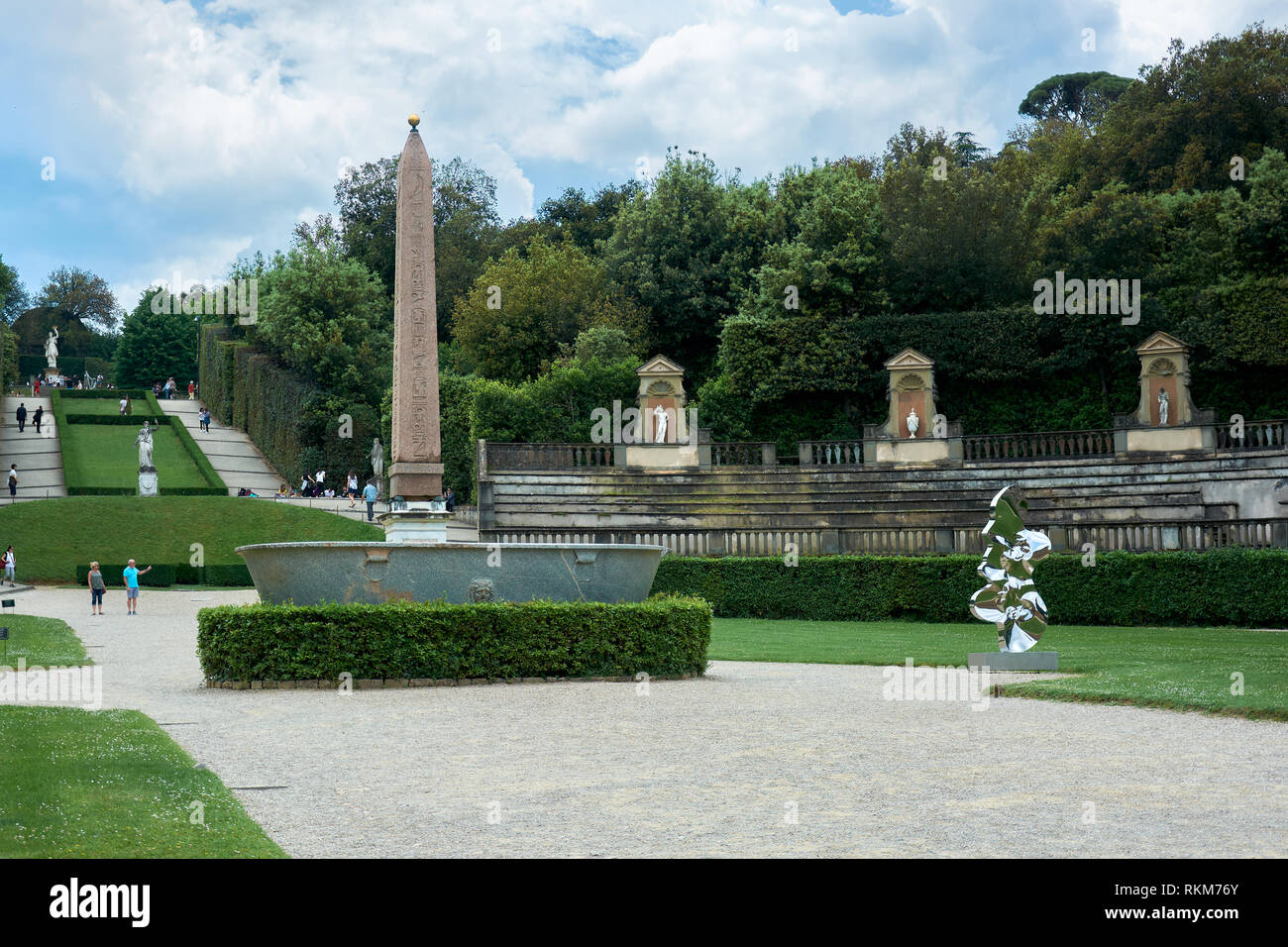 Egyptian Obelisk and basin at the Boboli Gardens of the Pitti Palace in ...