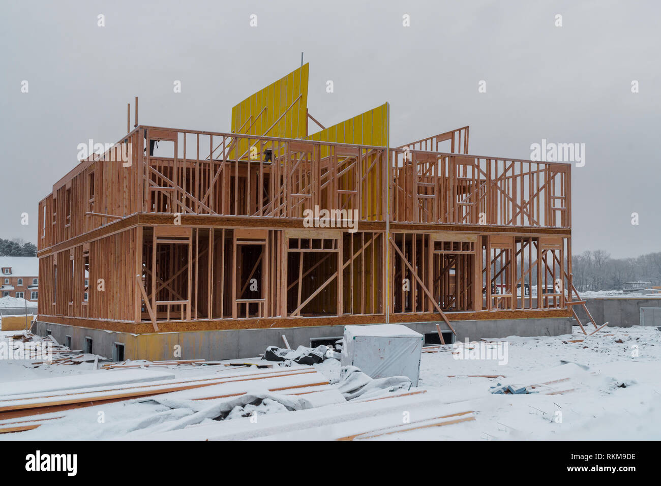 Building of New Home Construction exterior wood frame and beam construction Stock Photo Alamy