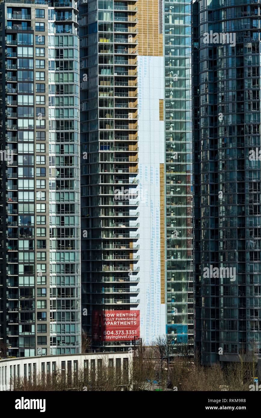 apartment towers on the north shore of False Creek, Vancouver, BC