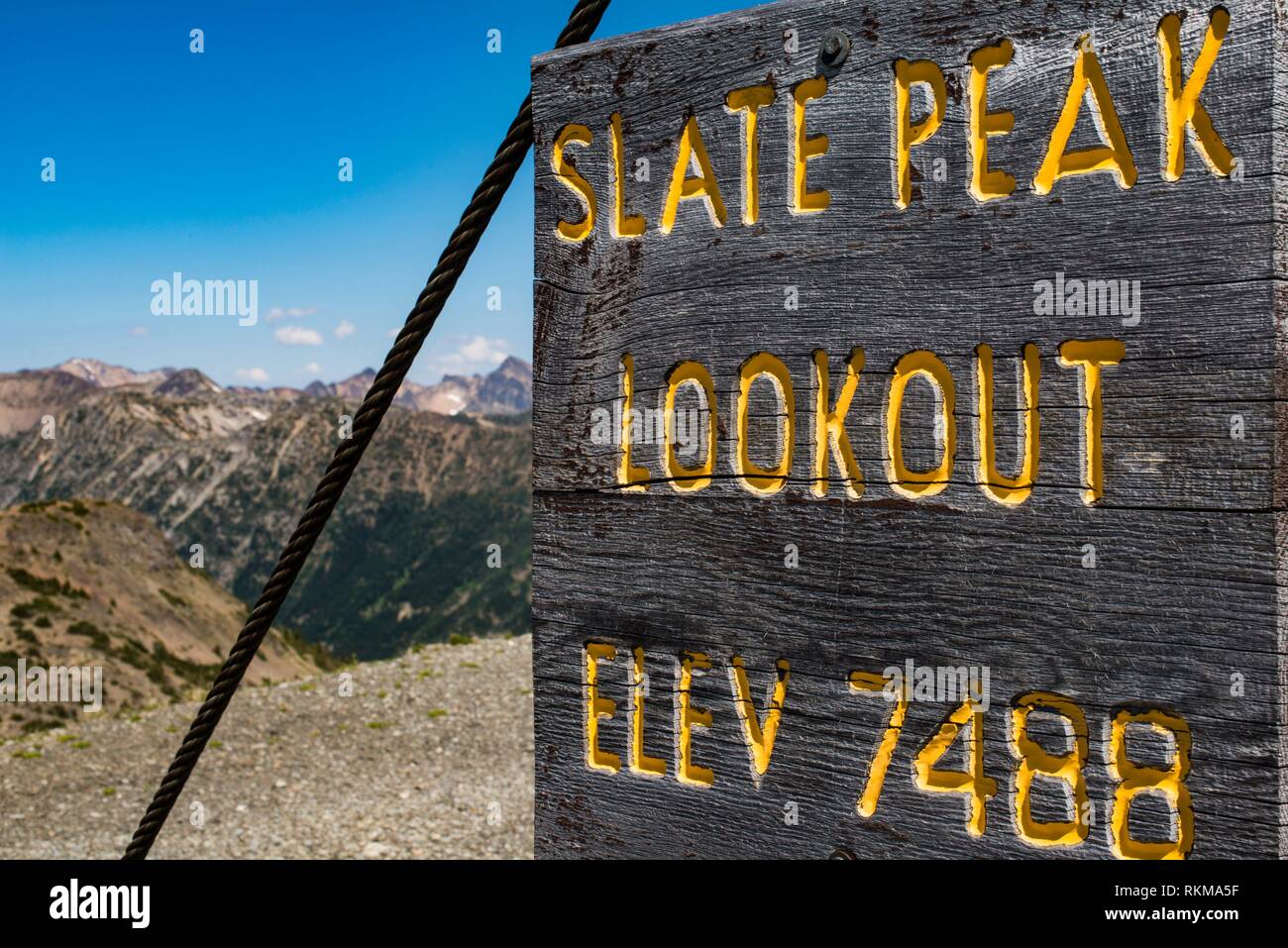Slate Peak Lookout, above Harts Pass, North Cascade mountains, Washington, USA. Stock Photo