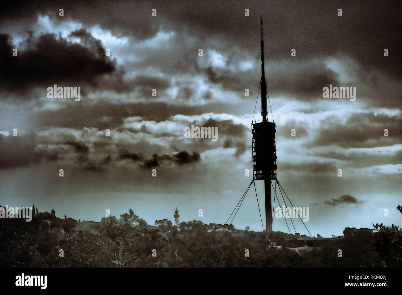 Telecommunications tower designed by Norman Foster architect. Collserola park, Barcelona, Catalonia, Spain Stock Photo