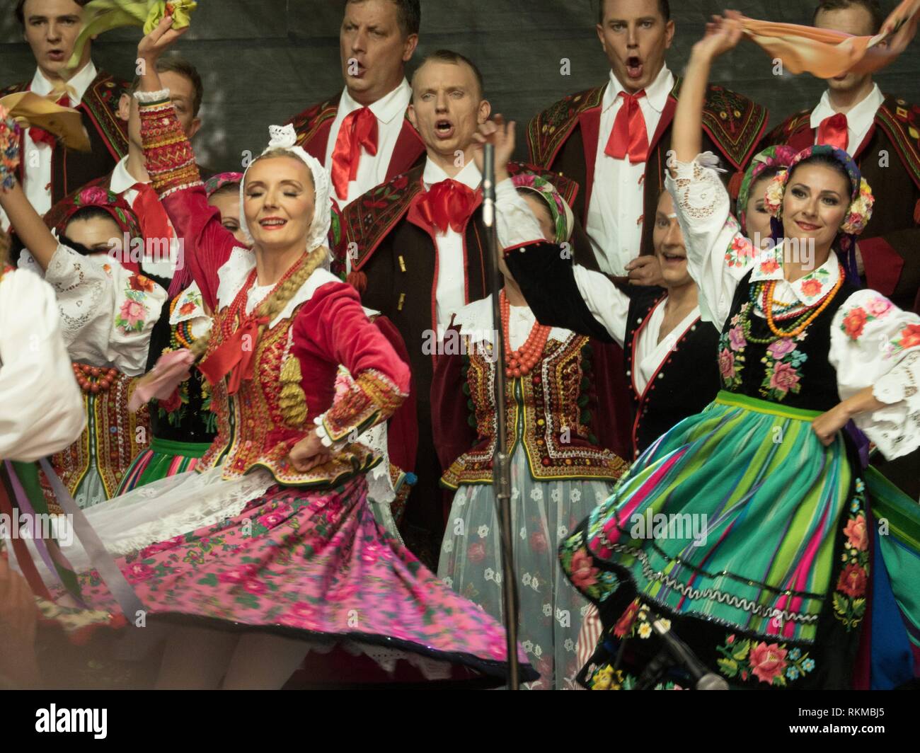The world famous folk dance ensable Slask giving an open air concert
