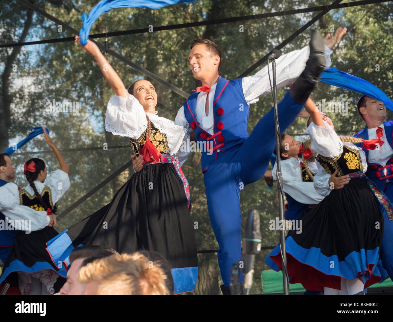 The world famous folk dance ensable Slask giving an open air concert