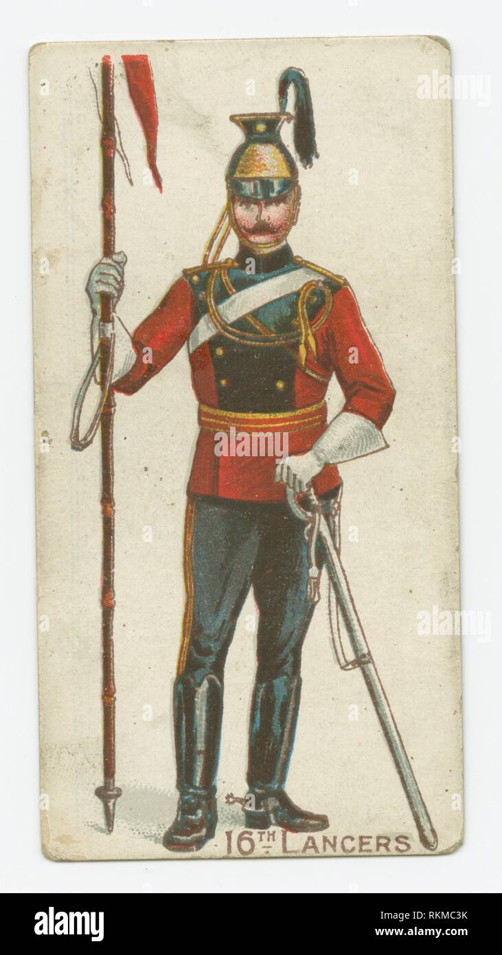 16th Lancers. Cigarette cards Home and Colonial regiments. Place: U.K. Cigarette cards Trade cards. Still image. Stock Photo