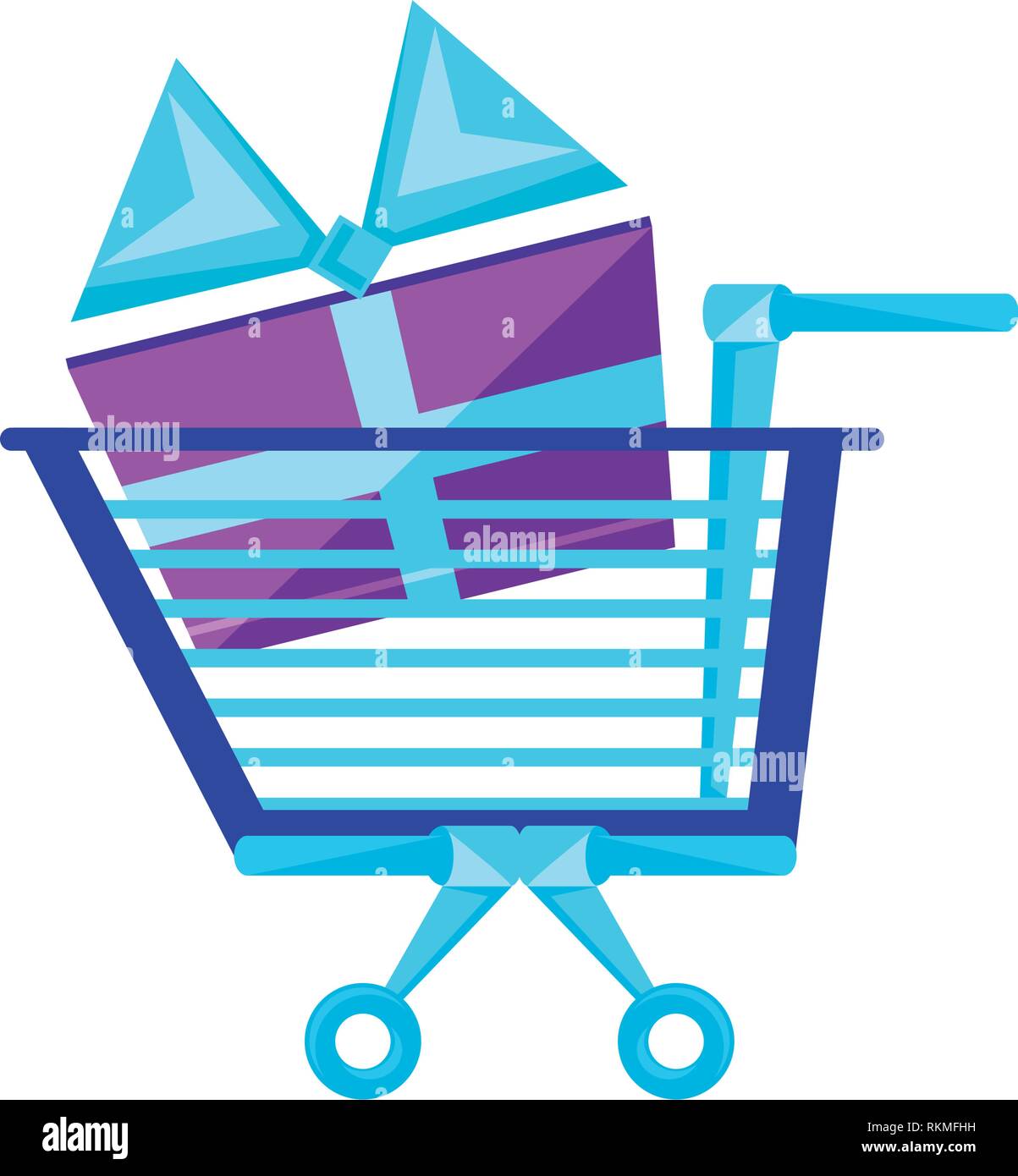 shopping cart with gift box vector illustration design Stock Vector ...