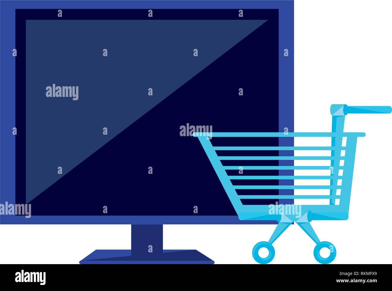 computer monitor with cart shopping vector illustration design Stock ...