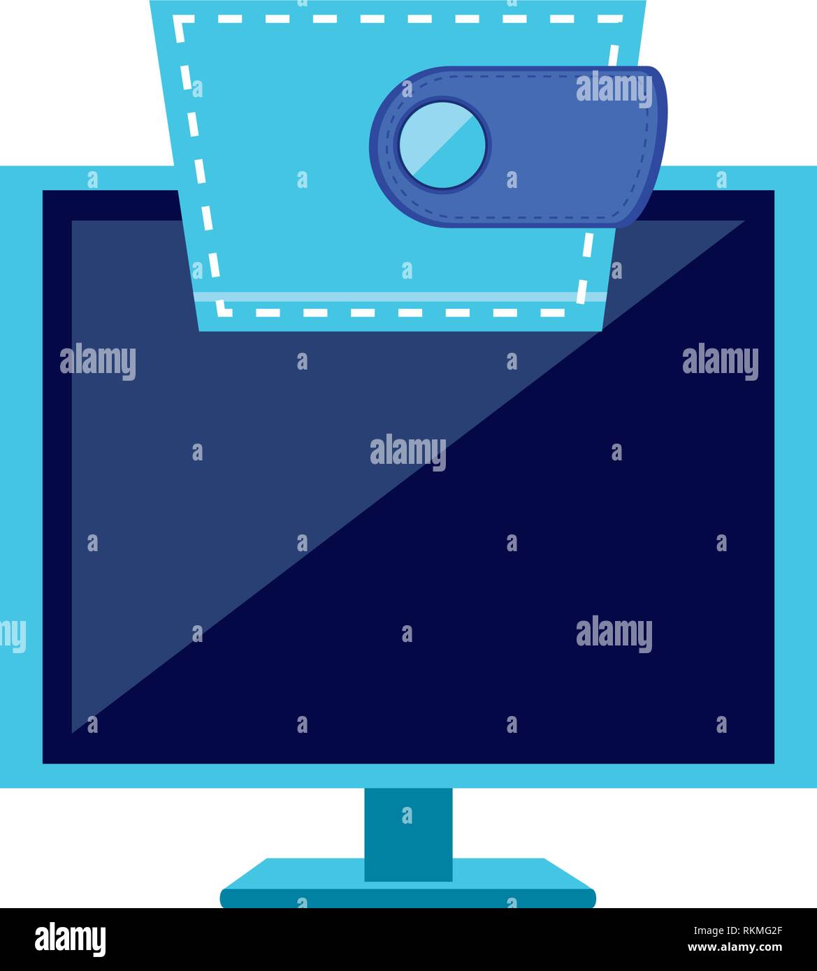 computer monitor with wallet icon vector illustration design Stock ...
