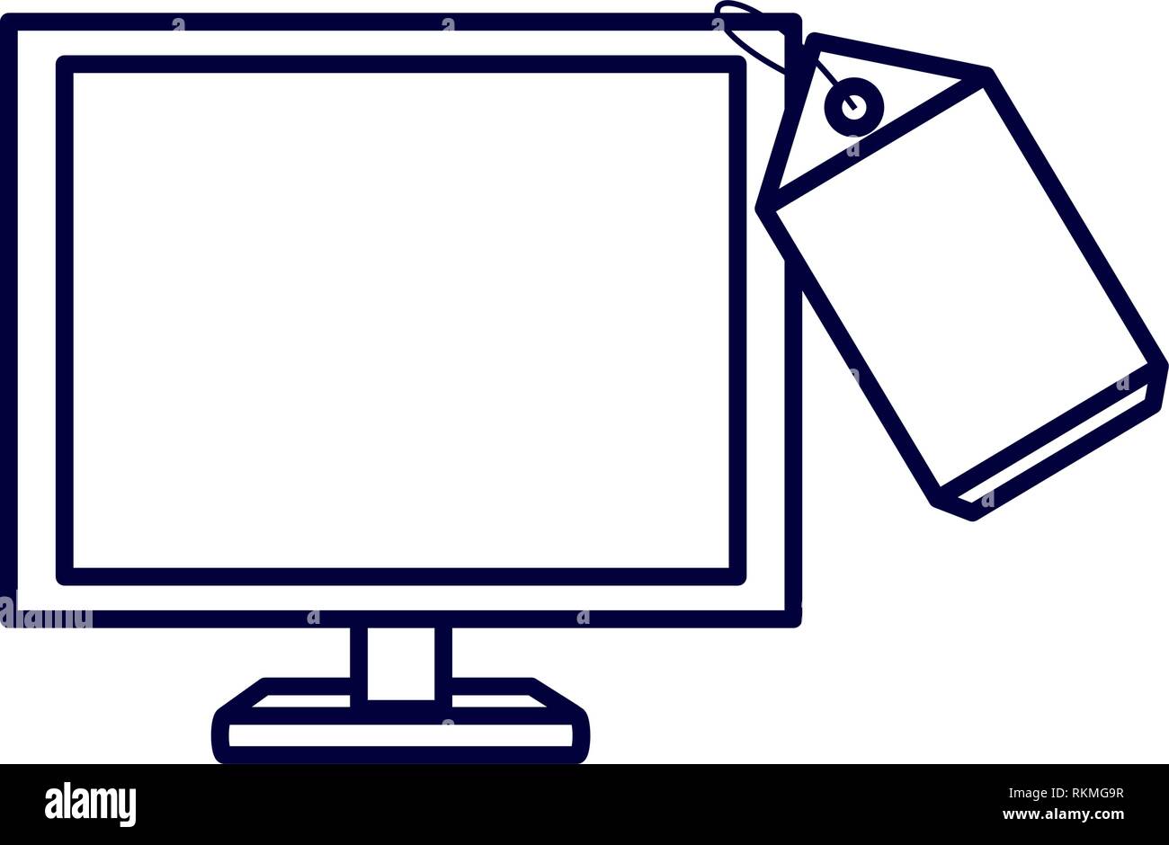 computer monitor with tag commercial vector illustration design Stock ...