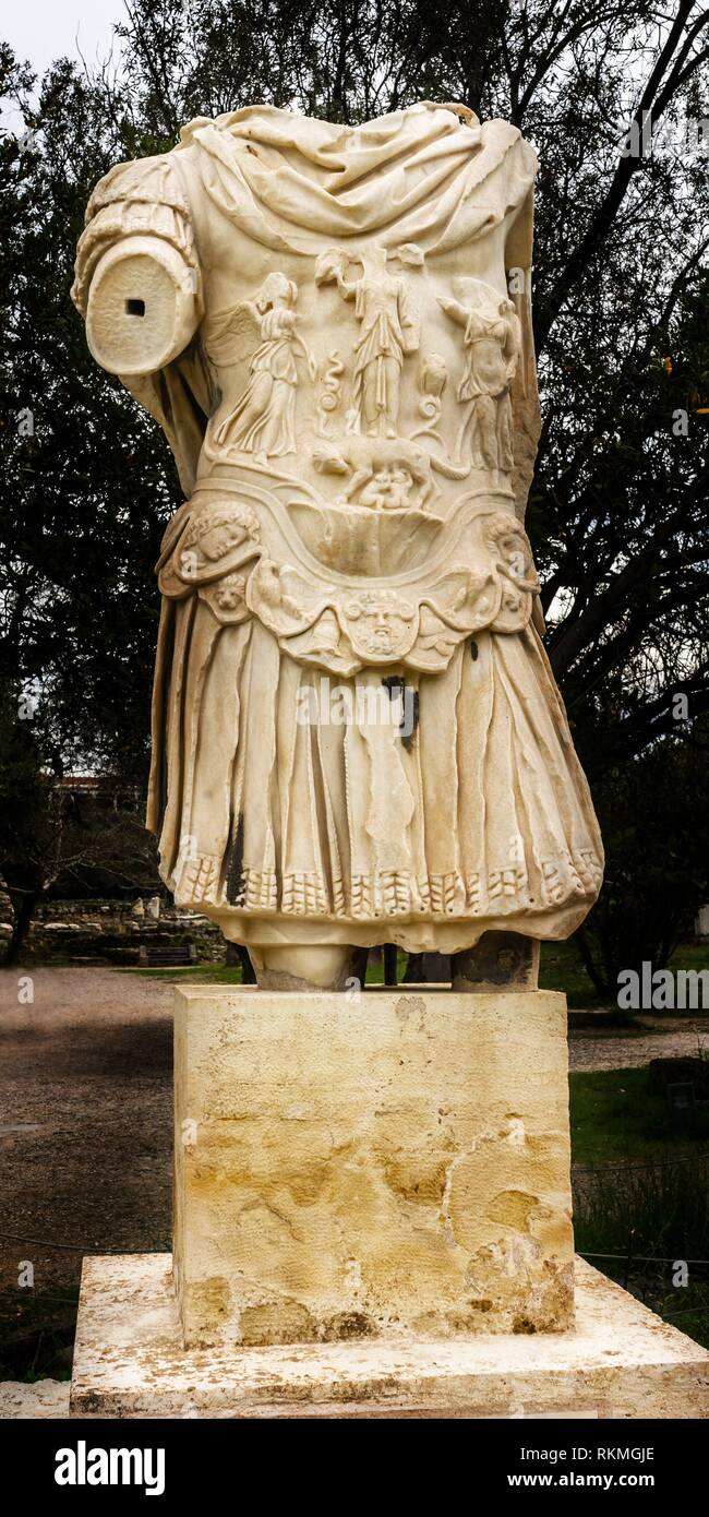 Roman Emperor Hadrian Armour Statue Ancient Agora Market Place Athens Greece Agora Founded 6th Century Stock Photo Alamy