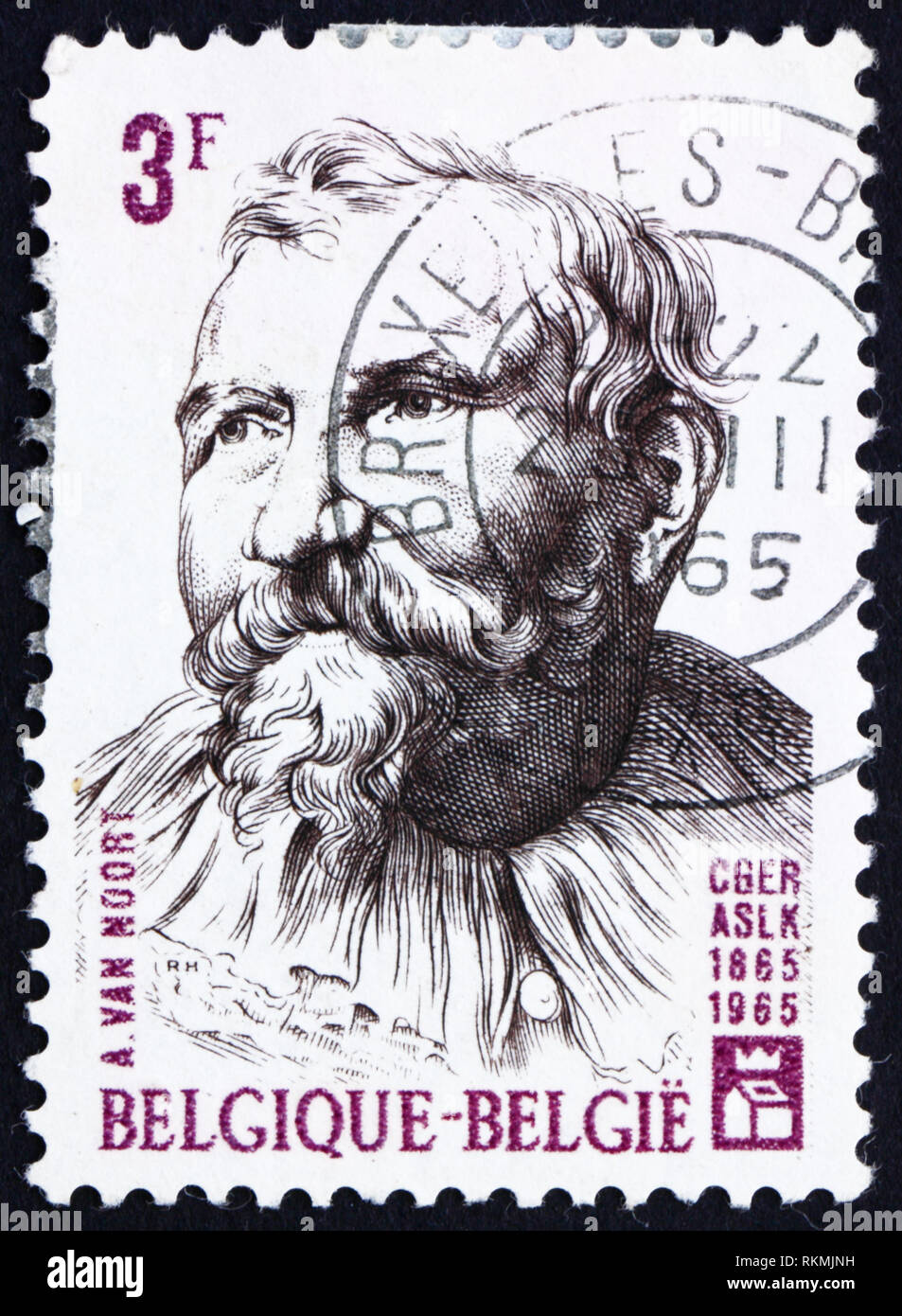 BELGIUM - CIRCA 1965: a stamp printed in the Belgium shows Adam van Noort, Flemish Painter and Draughtsman, circa 1965 Stock Photo