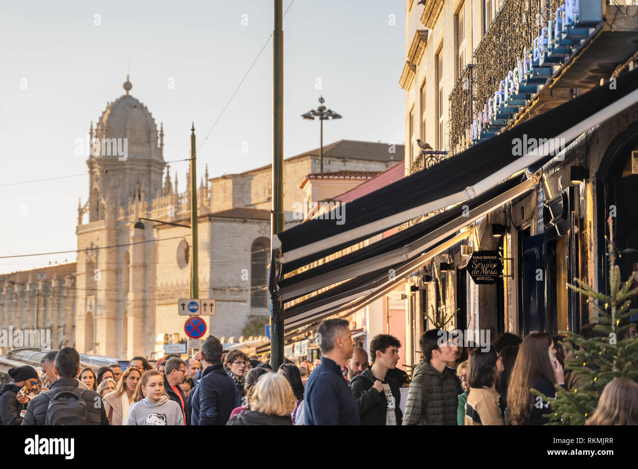 Lisbon, Portugal 12/28/18 Custard pastries, Pasteis de belem. Long