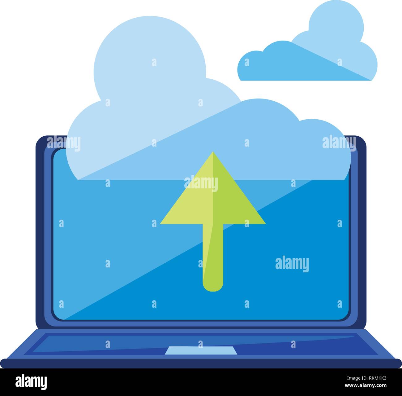 laptop computer with cloud computing and arrow up vector illustration ...