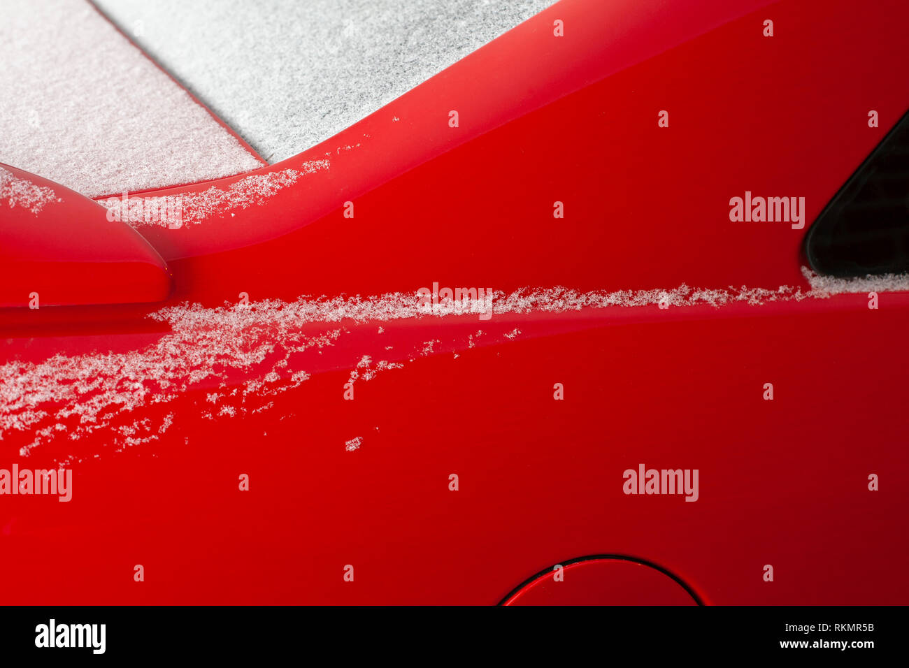 Snow and ice covering the back windshield of a vehicle Stock Photo Alamy