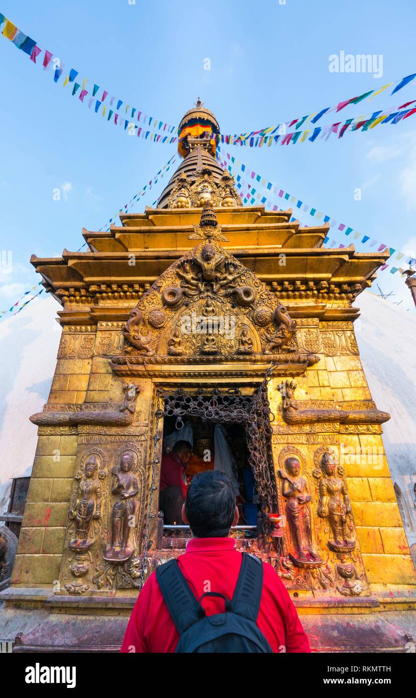 Swayambhunath Stupa, Kathmandu Valley, Nepal, Asia, Unesco World Heritage Site. Stock Photo