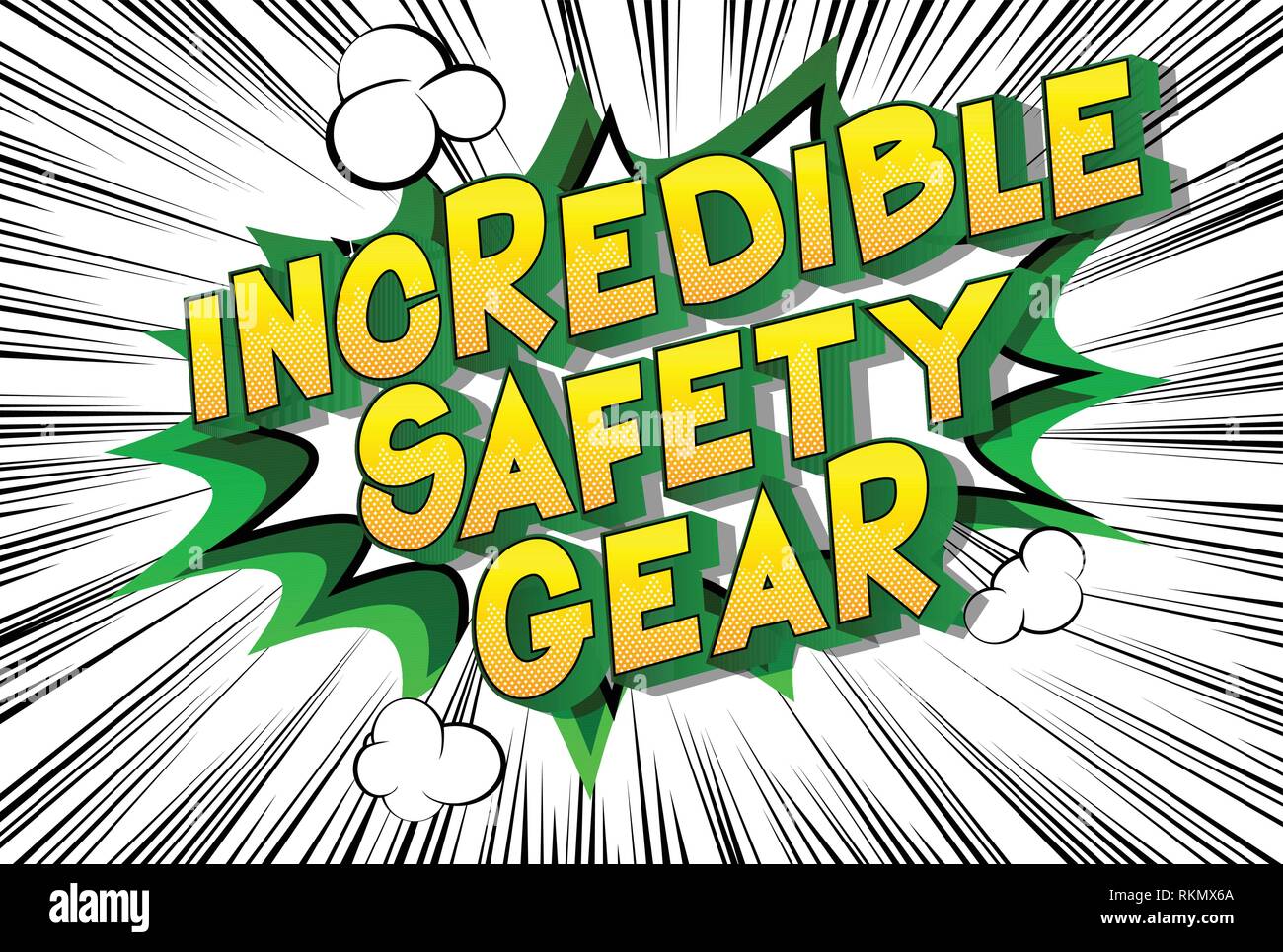 Incredible Safety Gear - Vector illustrated comic book style phrase on abstract background. Stock Vector