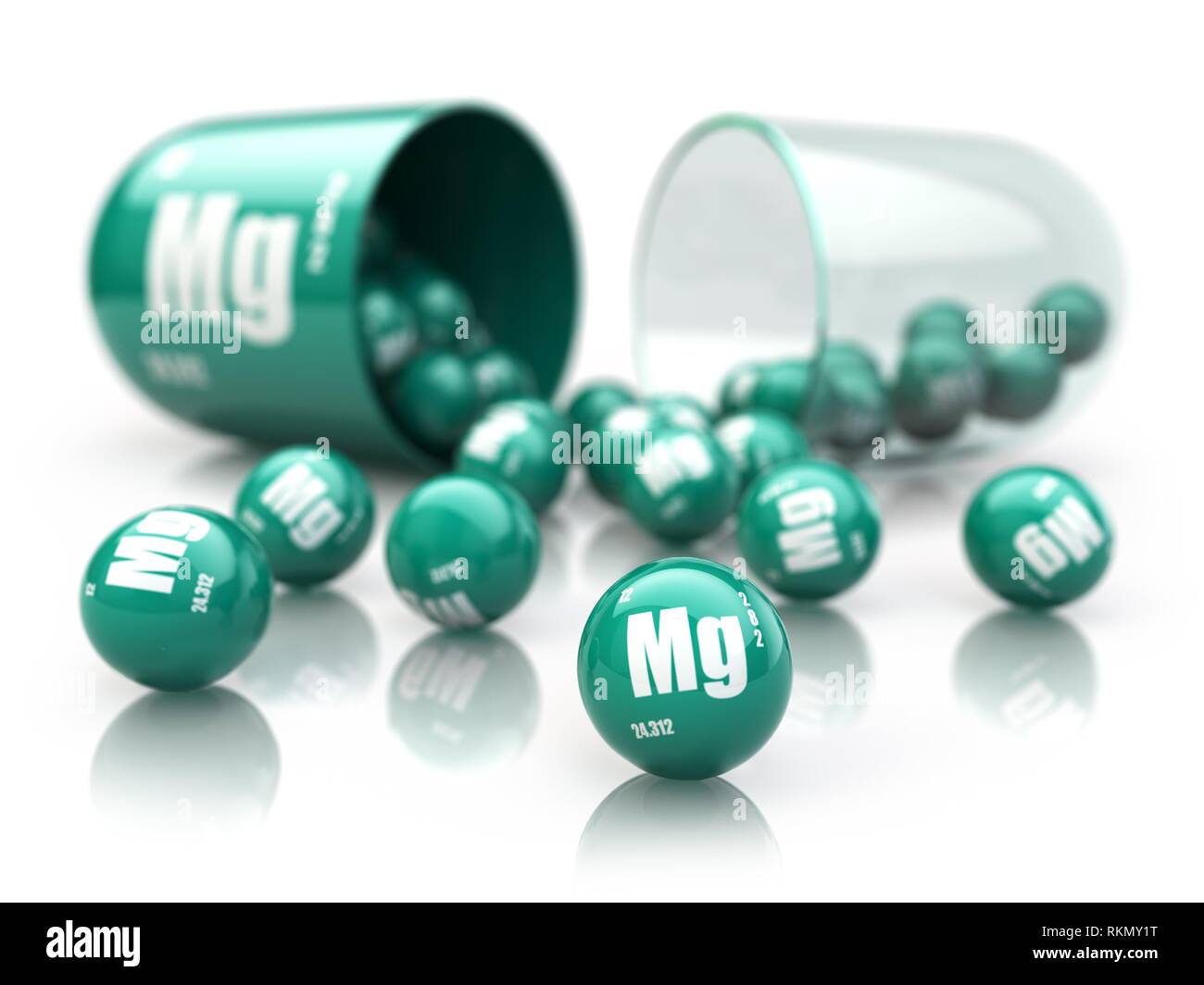 Capsule with magnesium Mg element. Dietary supplements. Vitamin capsule