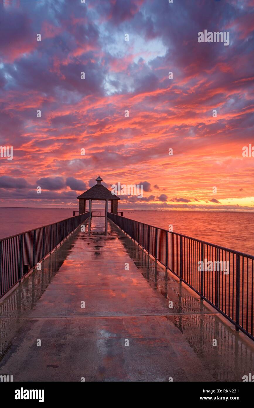 The fishing pier on Lake Pontchartrain at sunset, Fontainebleau State