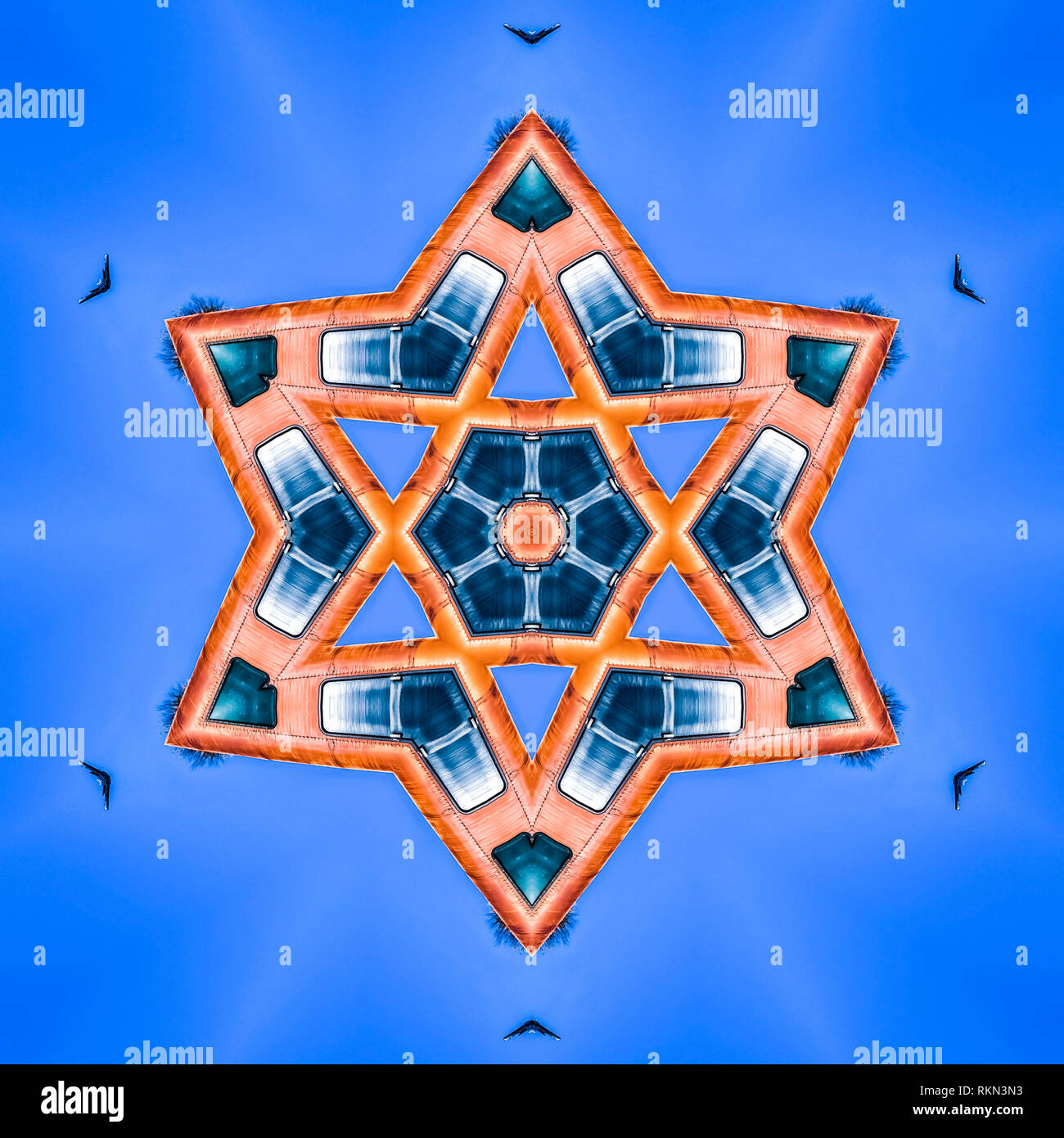 Abstract metal star made from train windows photo. Geometric ...