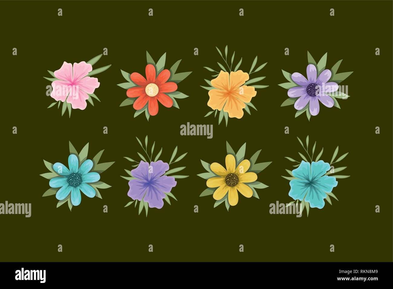 set of spring flowers Stock Vector Image & Art - Alamy