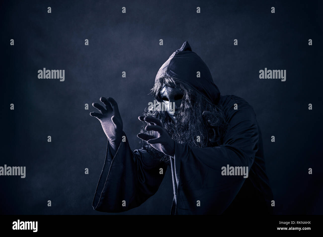 The witch in hooded cloak Stock Photo - Alamy