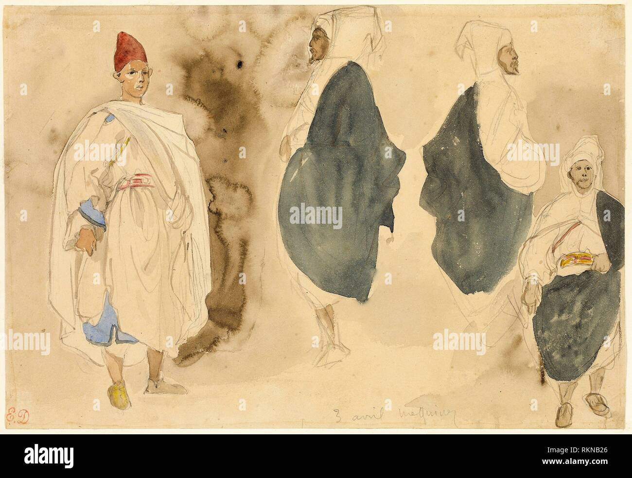 Four Sketches of Arab Men 1832 Eugène Delacroix French, 17981863