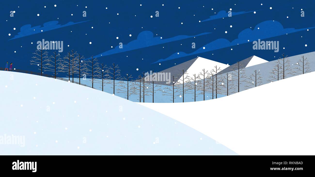 Winter landscape with forest background vector illustration 010 Stock ...