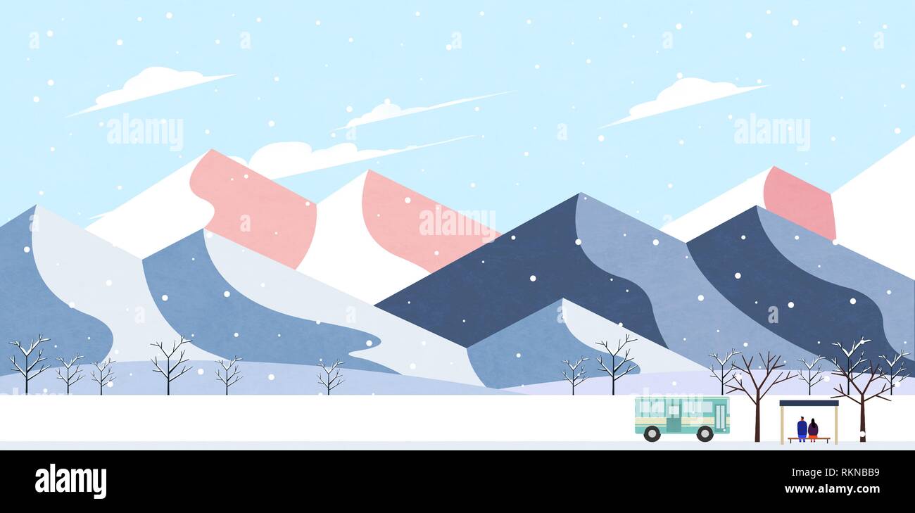 Winter landscape with forest background vector illustration 008 Stock ...