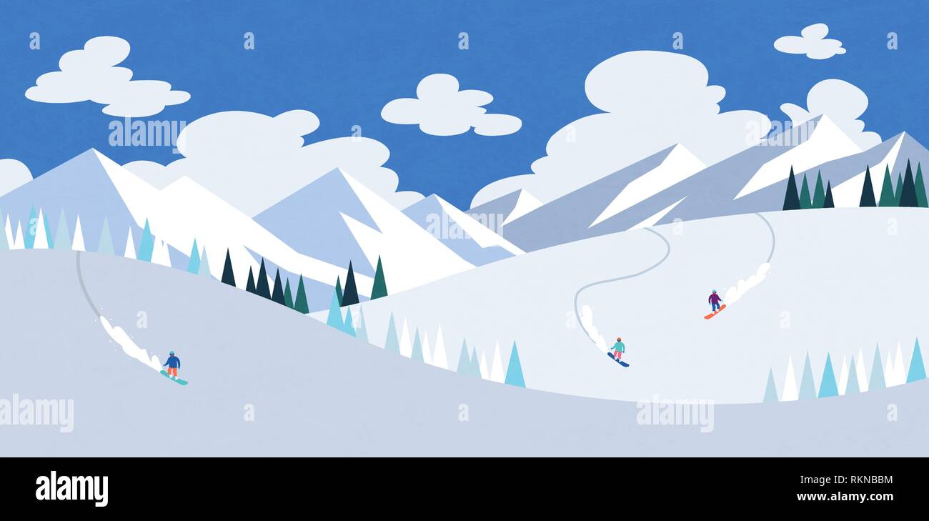 Winter landscape with forest background vector illustration 005 Stock ...