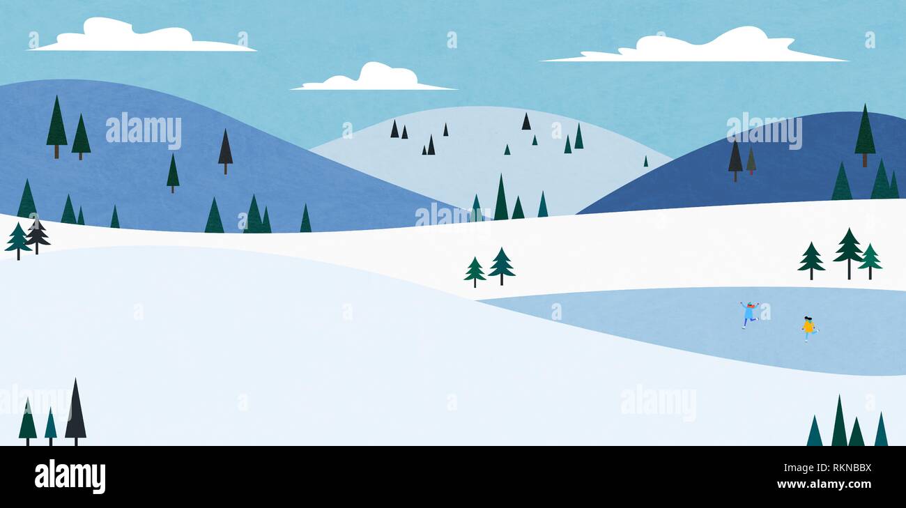 Winter landscape with forest background vector illustration 004 Stock ...