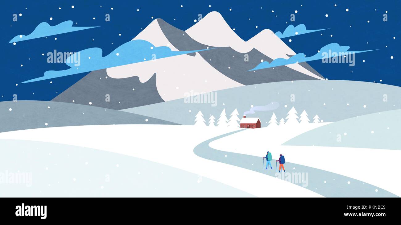 Winter landscape with forest background vector illustration 003 Stock ...