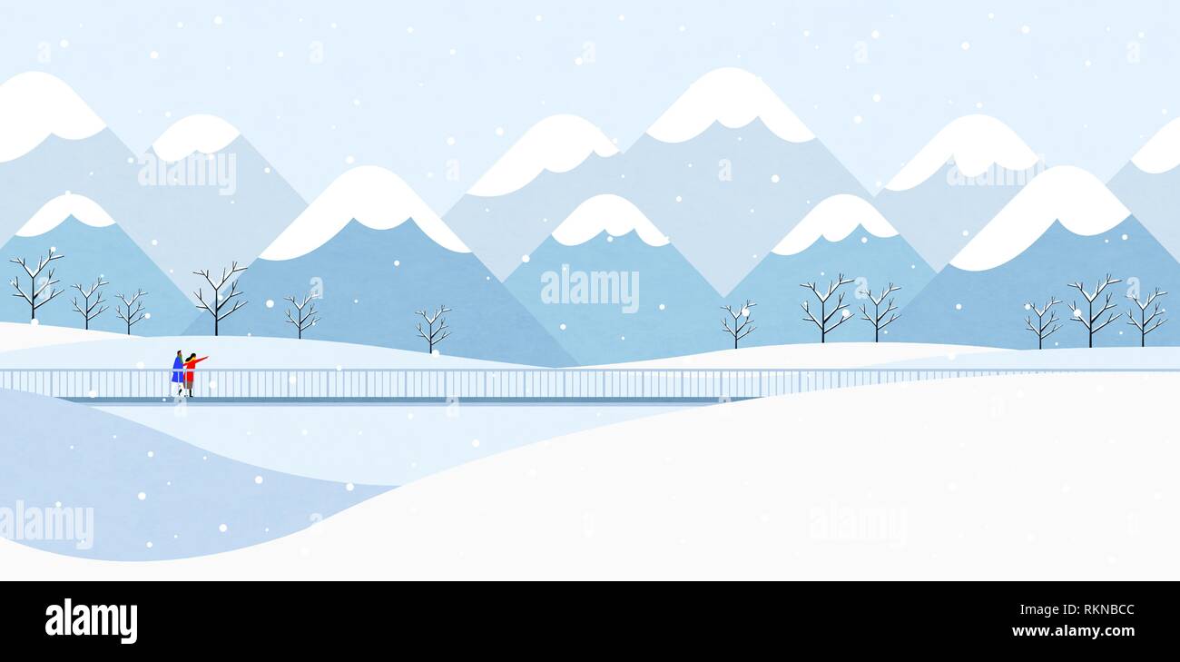 Winter landscape with forest background vector illustration 002 Stock ...