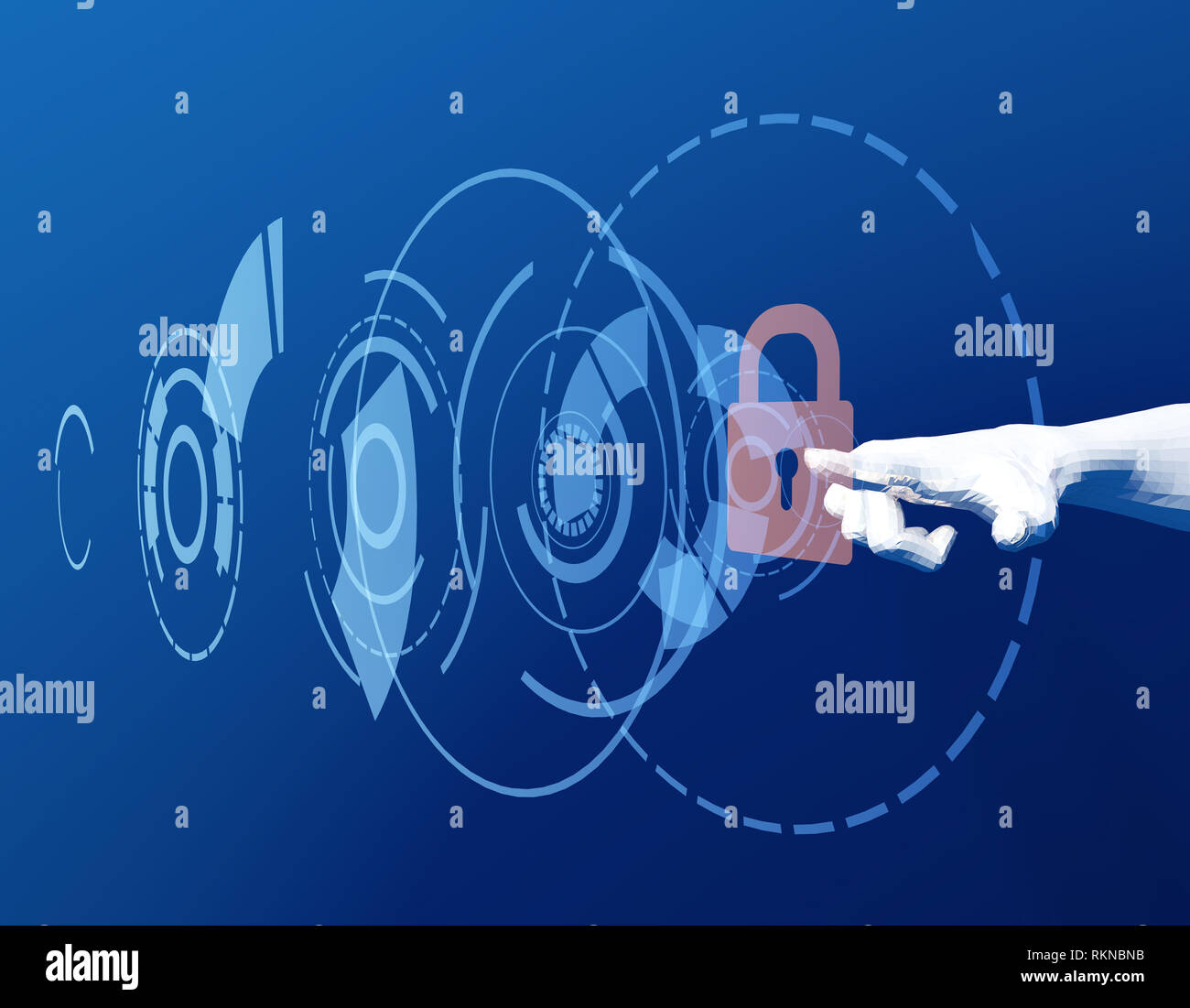 Smart finger and lock icon, network data transmission security Stock ...