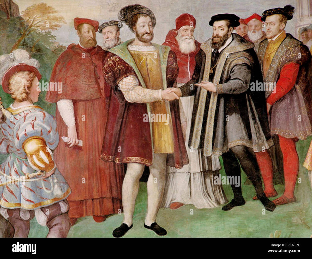 Truce of Nice 1538 - Taddeo Zuccari Stock Photo